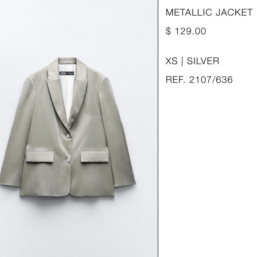 Zara Metalic Pant Suit oversized blazer+relaxed low sitting pants